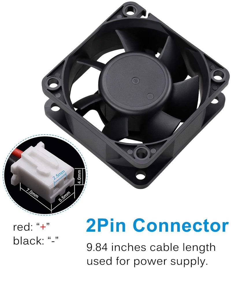 GDSTIME Dc 12V 60mm 6cm 60x60x25mm 2 Wire Brushless Cooling Fan - Image 5